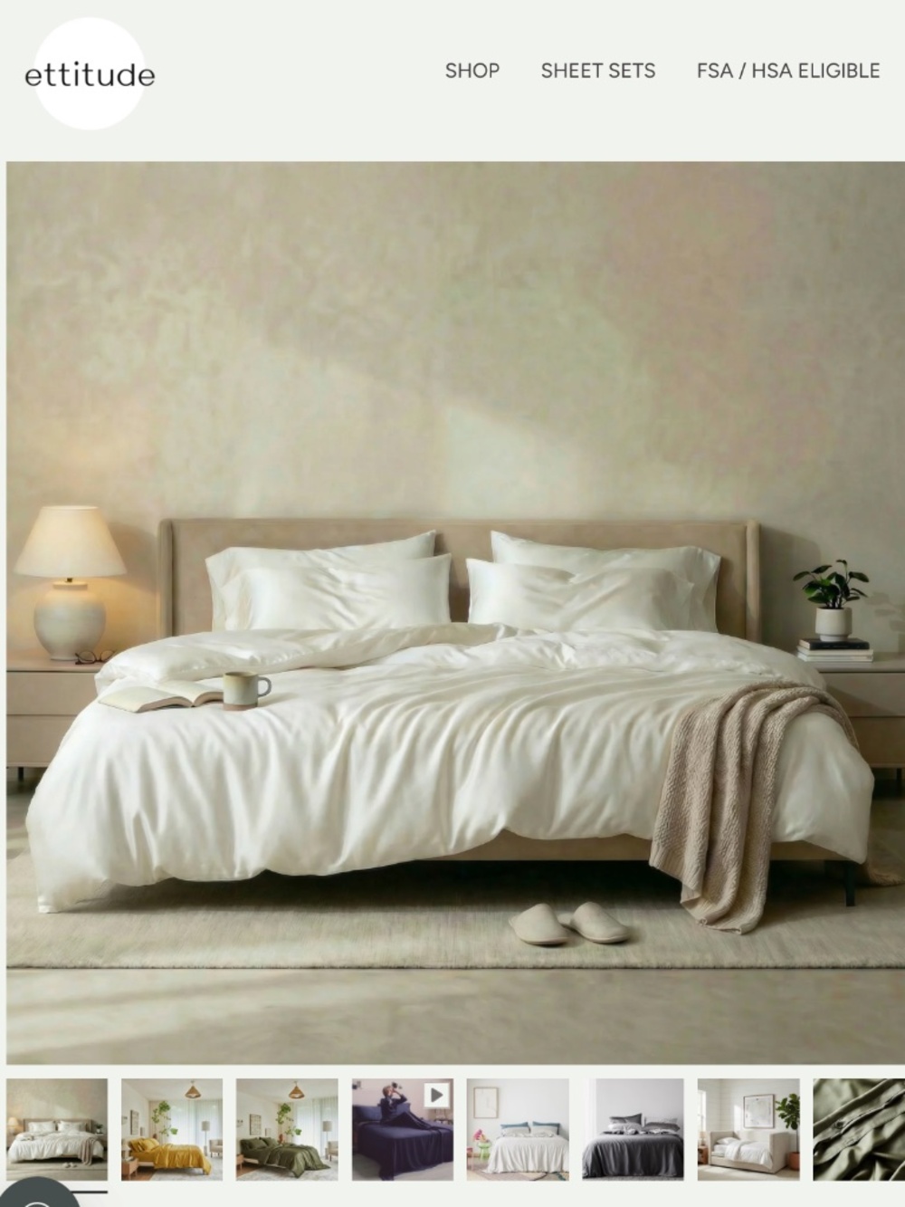 NEW, ETTITUDE Signature Bamboo Duvet Cover, Queen, White